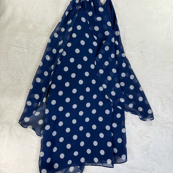 Double Zero polka dot Navy Blue overlay juniors dress - Picture 6 of 7